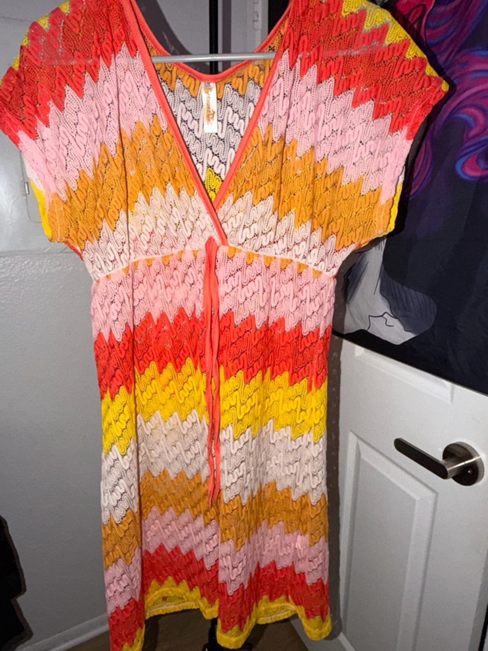 Women’s Multicolor Chevron swim cover - Pink, Yellow & Orange